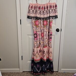 Pink Floral Print Maxi Dress in XXL